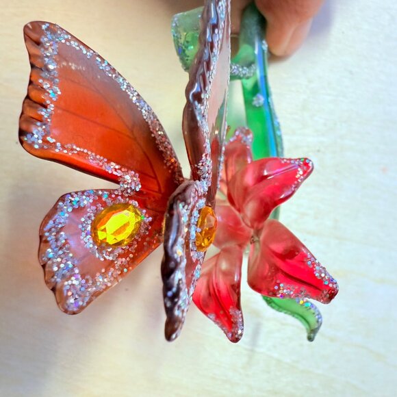 VTG Ashton Drake Glass Ornament Butterfly Blushing Kiss Whimsical Crystal Gift - Picture 9 of 11